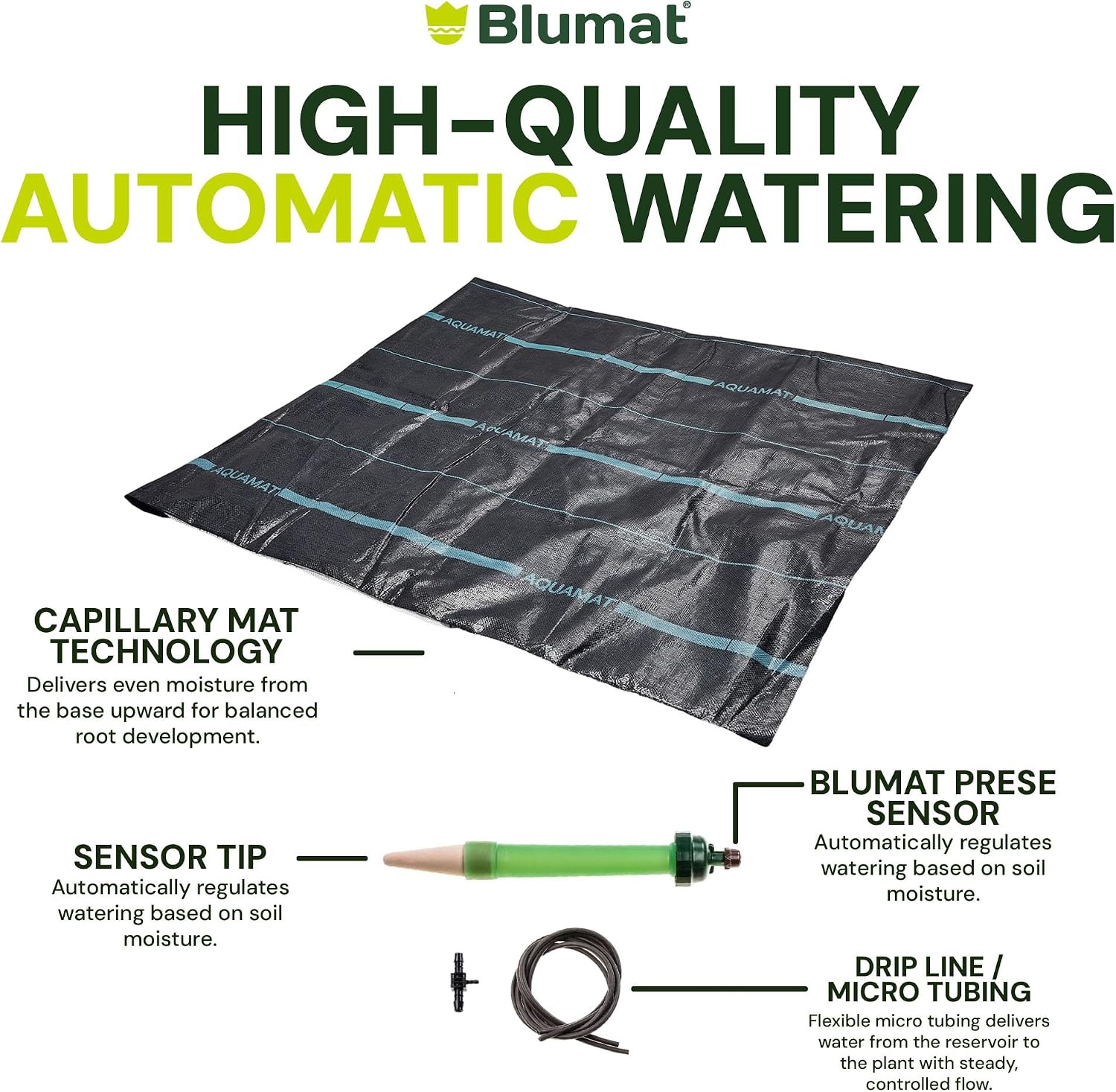 Grow Tent Irrigation Preset Blumat Kit for 4' x 4' Capillary Mat (Bucket not Included)