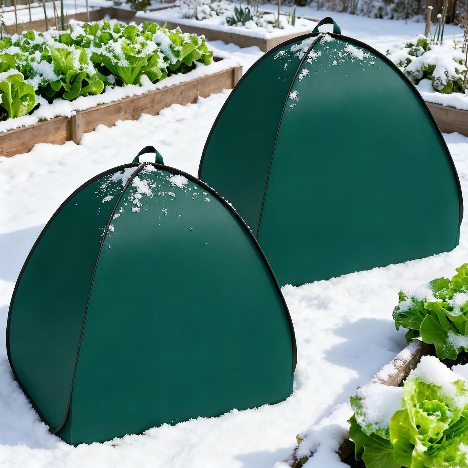 2 Pcs Pop Up Shrub Covers Frost Protection Tent, 30" x 28" x 28" Winter Plant Cover Freeze Protection, Warm Garden
