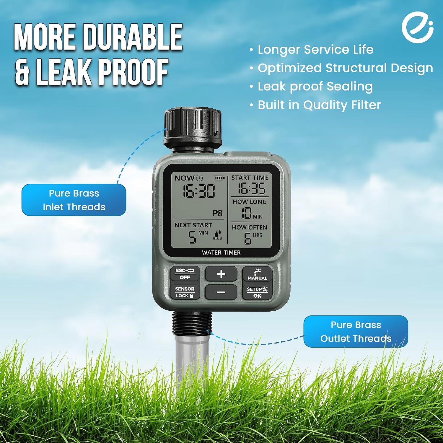 Egardenkart, Sprinkler Timer Outdoor - Water Timer for Garden Hose with Automatic, Manual, Rain Delay Mode | Large