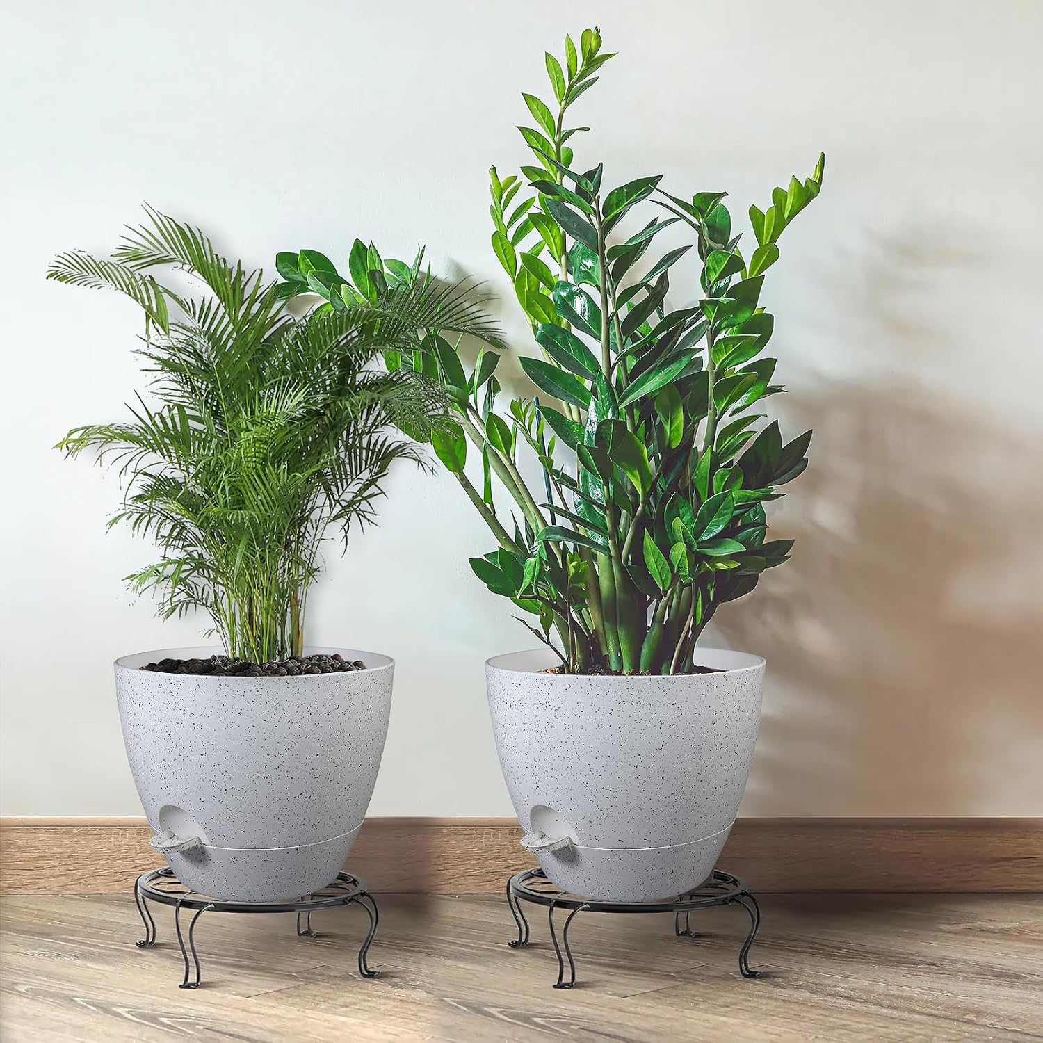 UOUZ 12inch 2Pack Large Self Watering Planters, Plastic Plant Pots with 60oZ Removable Deep Reservoir and Multi Mesh