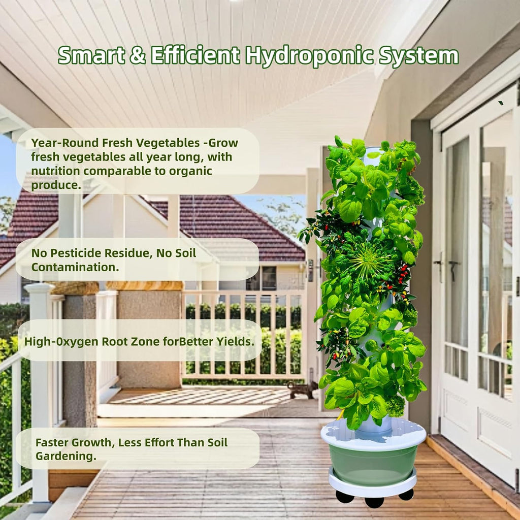 Hydroponic Growing System, Vertical Garden Tower Automatic Timer 36 -Pod | Automatic Watering System with Timer Indoor