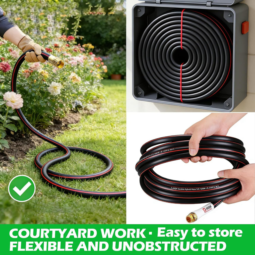 YASQA 100FT Extra Long Heavy Duty Garden & Water Hose - Commercial Grade for Homeowners & Large Properties, Kink-Free