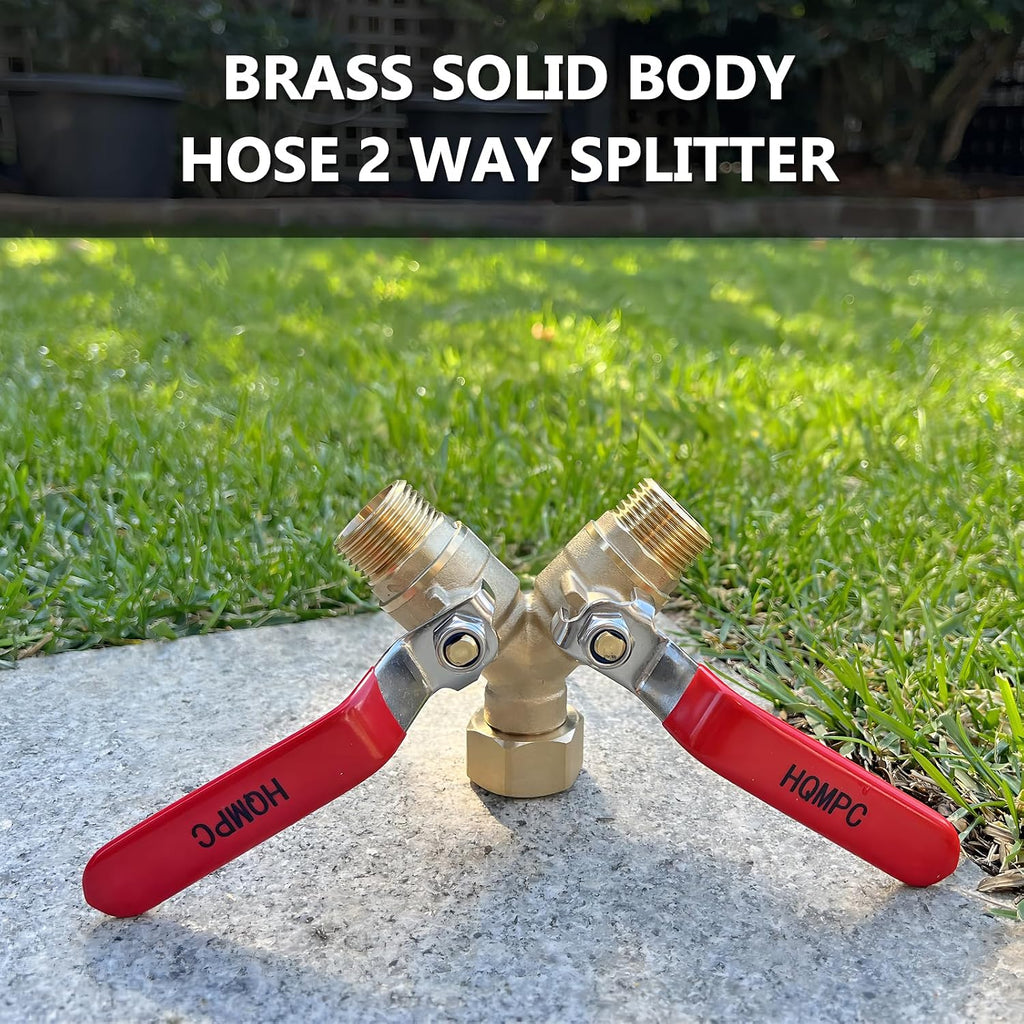 Garden Hose Y Valve Splitter 2 Way Heavy Duty Water Hose Y Splitter For garden lawn watering With Shut off Valves