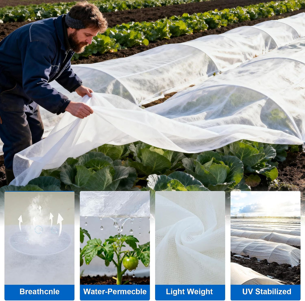 Plant Covers Freeze Protection, 10 * 40FT 1.1 oz/yd² Large Thick Frost Blankets for Outdoor Plants in Winter, Floating