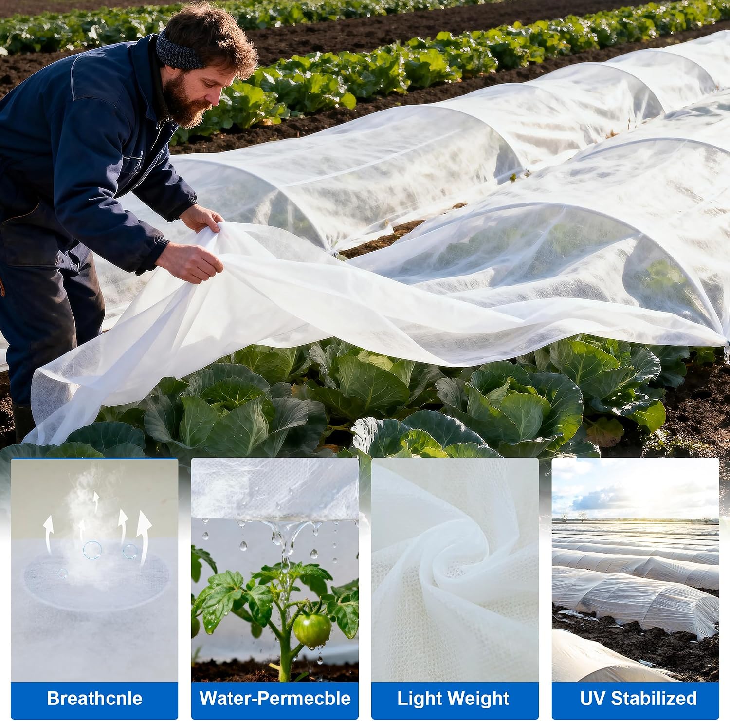 Plant Covers Freeze Protection, 10 * 40FT 1.1 oz/yd² Large Thick Frost Blankets for Outdoor Plants in Winter, Floating