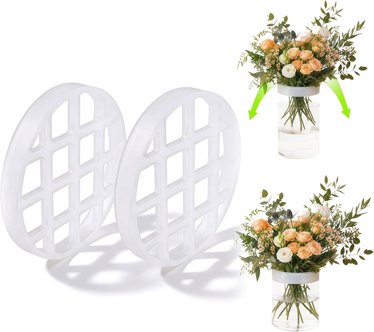 Silicone Flower Arranging Grid, Flower Stem Support Grid, 2 Pack, 3.2 Inch