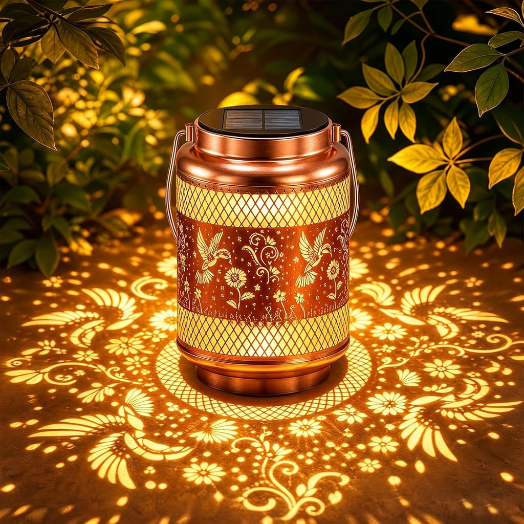 Solar Lanterns Outdoor Garden Decor- Solar Lights Waterproof Hummingbird Decorative Hanging Metal Lights Gardening Gift for Outside Yard, Patio, Backyard, Farm, Gifts for Women Mom