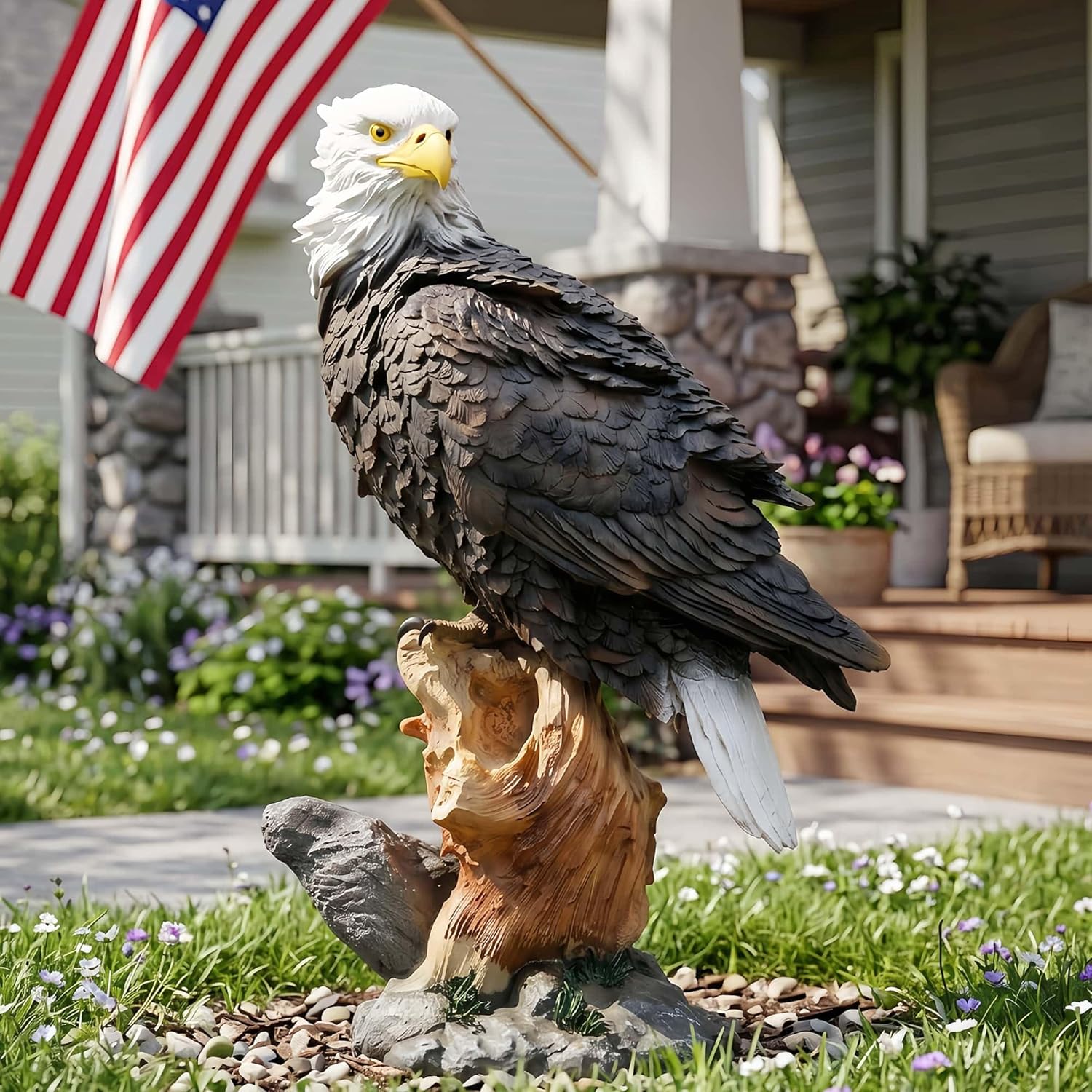 13.2" Real Eagle Outdoor Sculpture,Funny Bird Statue,Garden Beach Statue Decorations,Resin Animal Seabird