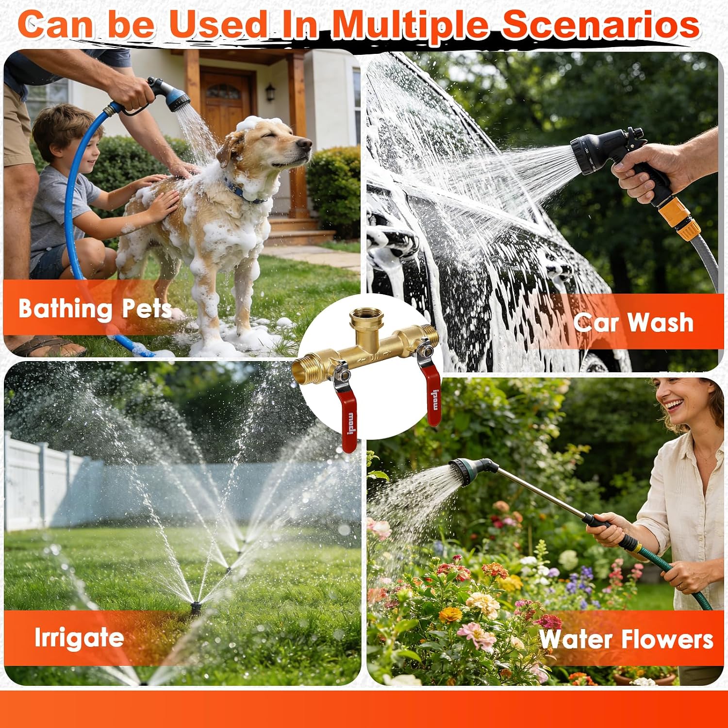 Garden Hose Splitter 2026 Upgrade Full Flow Garden Hose Splitter Heavy Duty Outdoor Faucet Splitter Brass Rust and