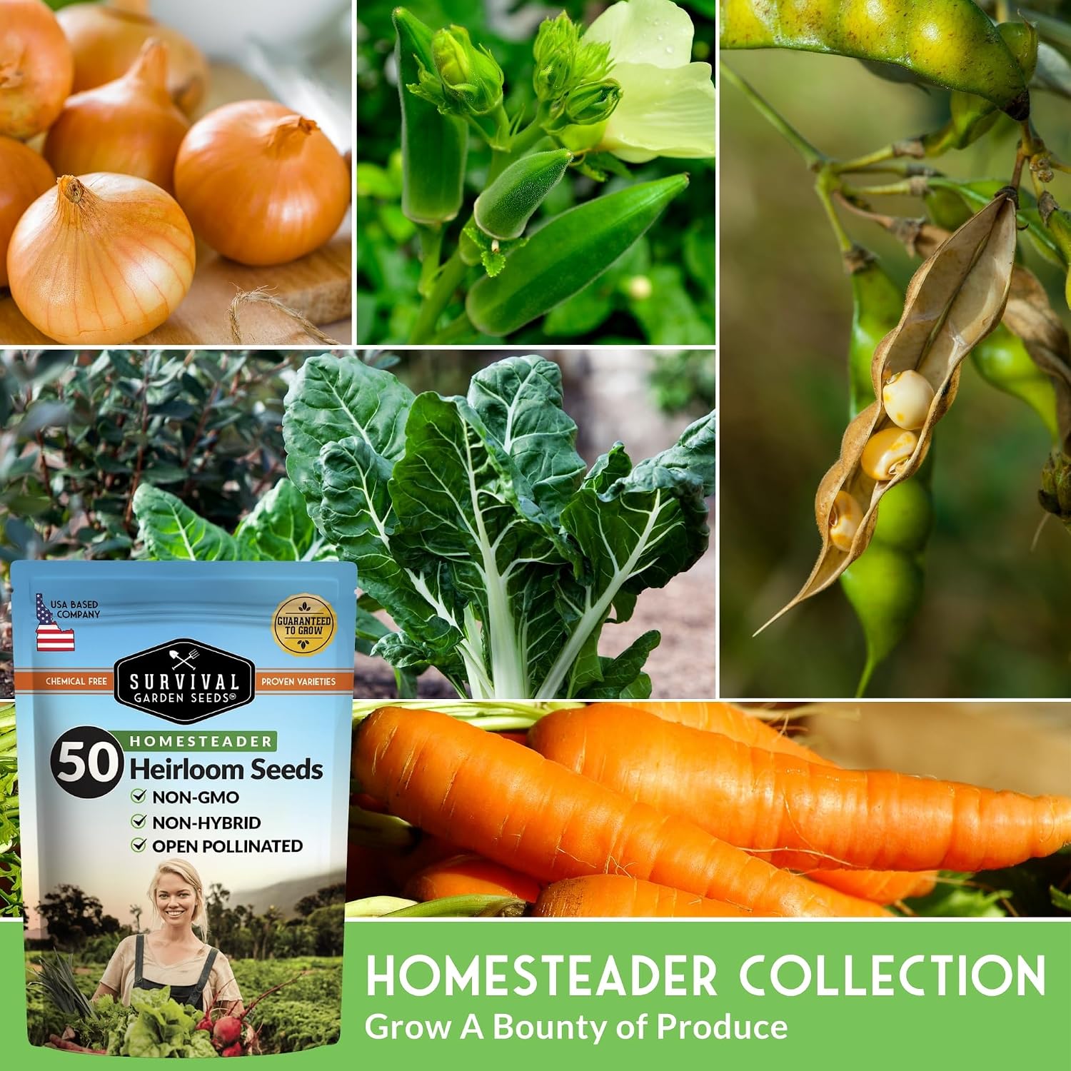 Homesteader 50 Pack Seed Vault for Planting Victory Gardens | Non-GMO Heirloom Vegetable, Fruit, Herb Seeds to Grow