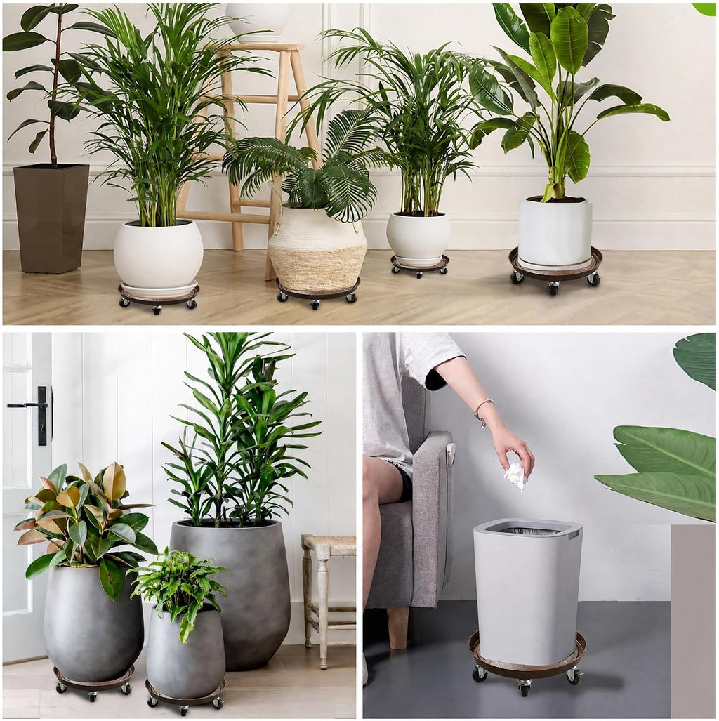 3 Pack Metal Heavy Duty Plant Caddy With Wheels 12 Inch, Round Plant Caddy Suitable For Outdoor and Indoor Mobile