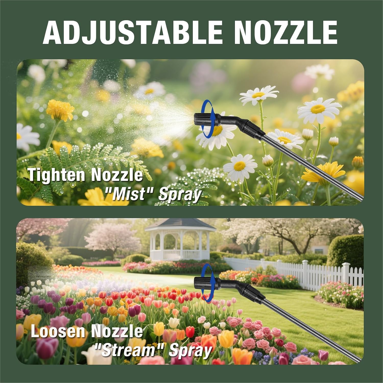 WADFOW 2.11 Gallon Pump Pressure Sprayer, Lawn & Garden Water Spray Bottle for Pests Controlling, Garden Watering and