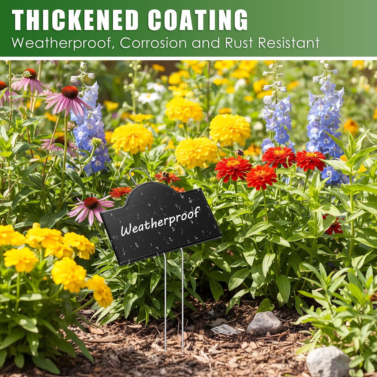 Landhoow 30 Pack Extra Large Metal Plant Labels 6" x 4" with 11'' Stake Stainless Steel Garden Markers Waterproof