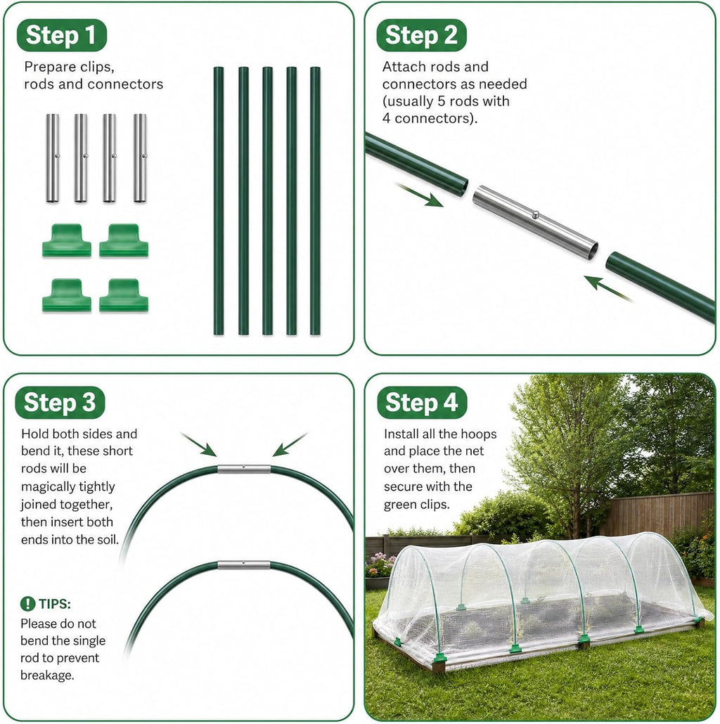 10×20 FT Ultra Fine Garden Mesh Netting with 36PCS Fiberglass Hoops, Reusable Raised Garden Bed Cover for Vegetables