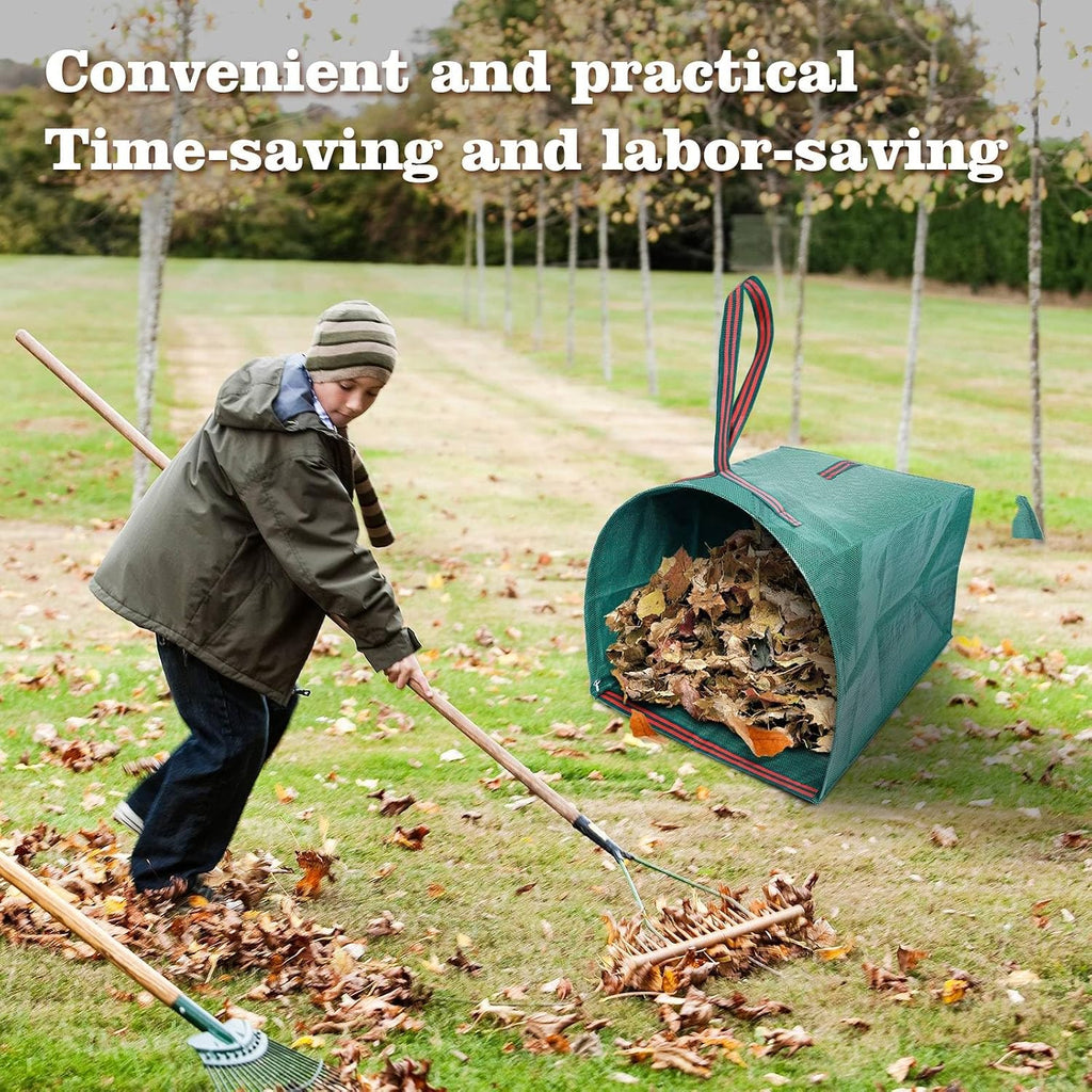 4-Pack 53-Gallon Reusable Collapsible Heavy Duty Leaf Bags with Dustpan | For lawn, garden, grass clippings, yard