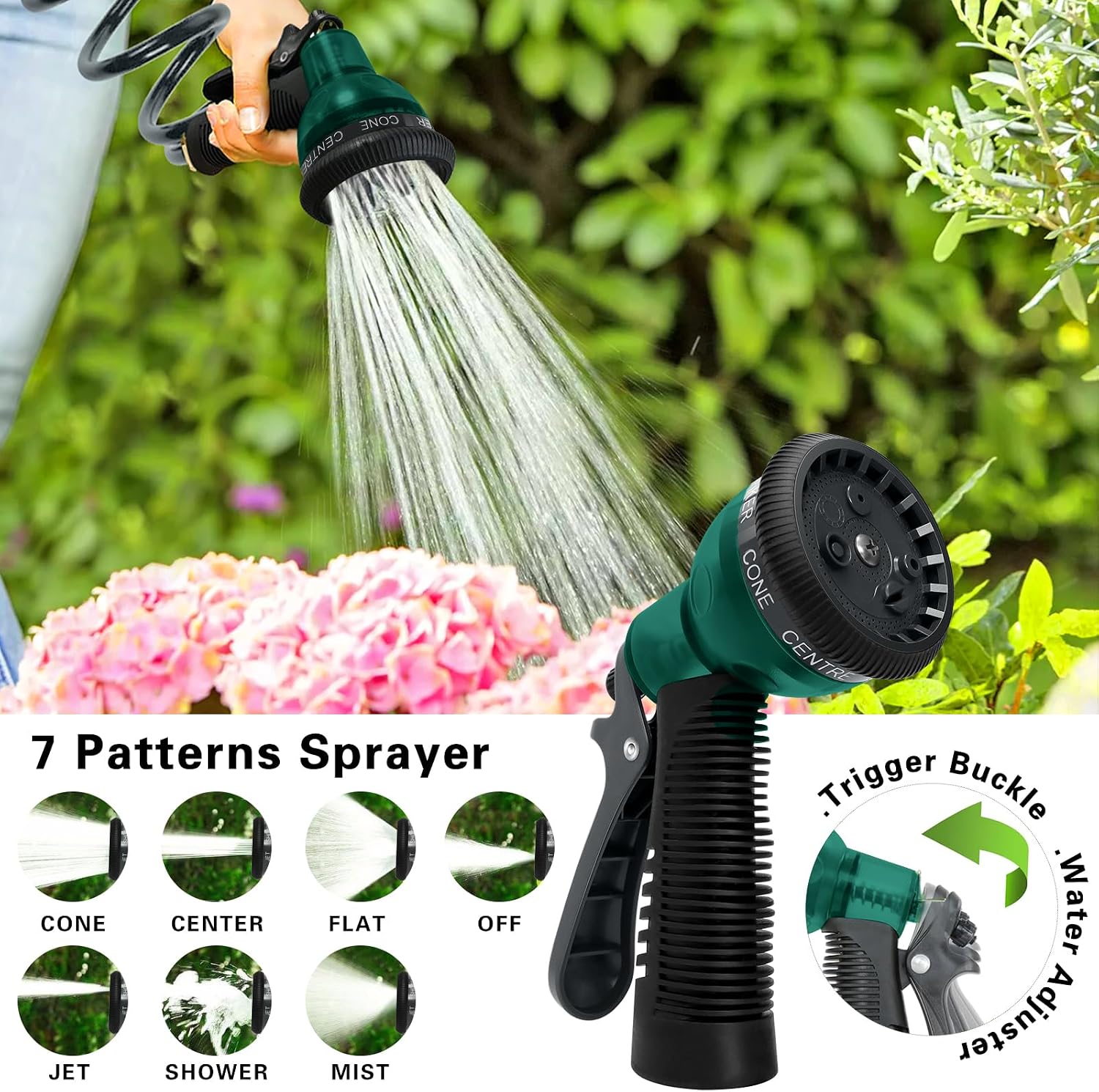 Coil Hose 50FT EVA Coil Garden Hose With 3/4'' Brass Connector Coiled Water Hose Lightweight And No Kink Includes 7
