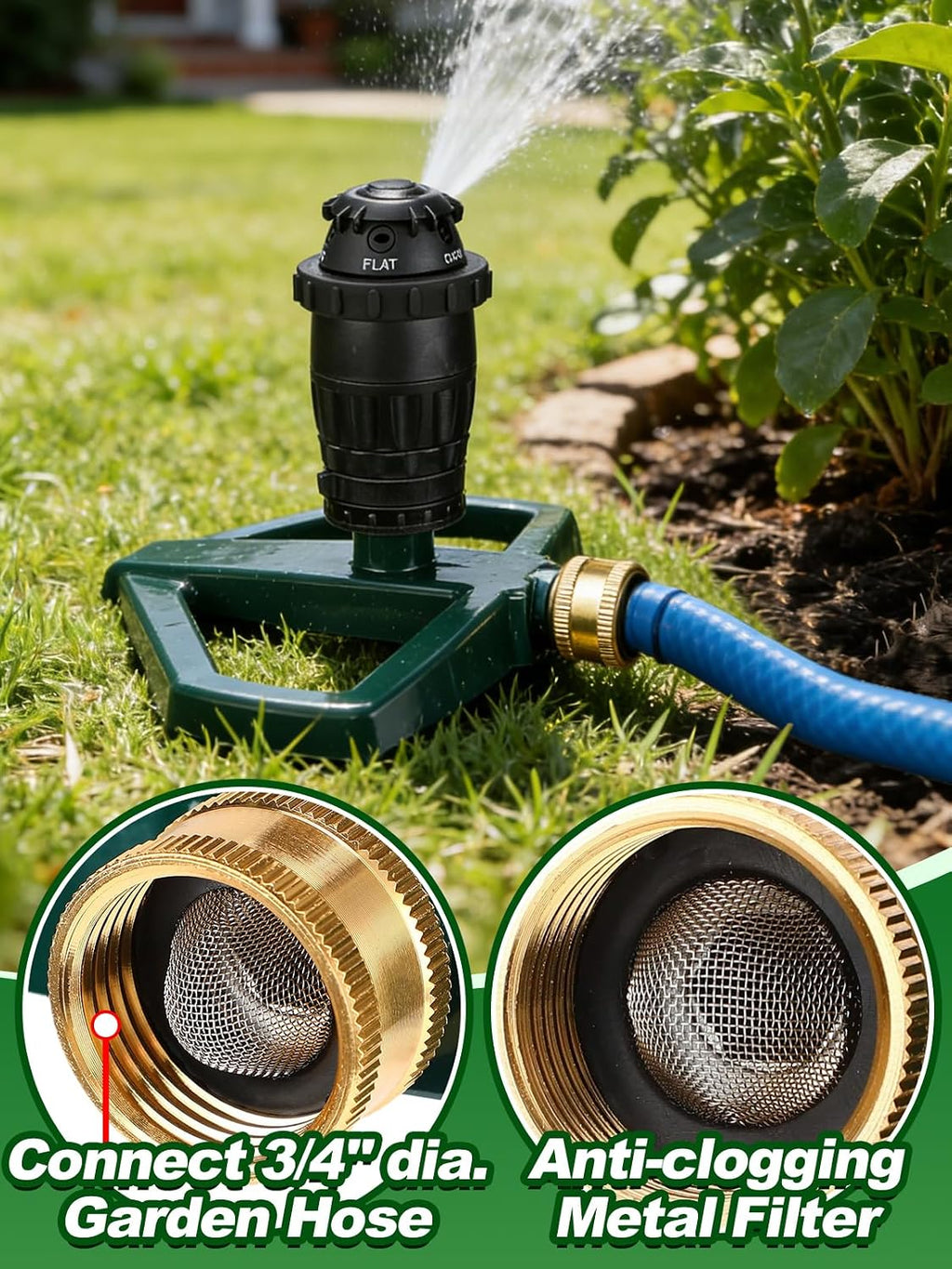 Acostop Sprinklers for Yard with Sturdy Zinc Alloy Base | Adjustable Spray Coverage & 5 Spray Patterns Lawn Sprinkler