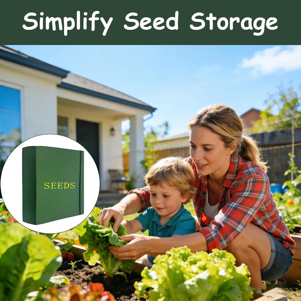 Extra Large Seed Storage Organizer Binder,3 Ring Seed Packet Organizer | with 200 Pockets(50 Pack Clear Sheet