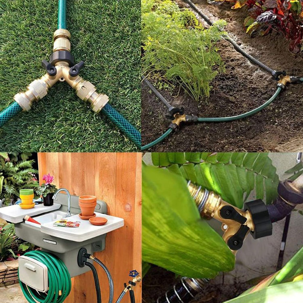 4 Pack Garden Hose Splitter 2 Way, 3/4" Thread, with 28 Rubber Washers | Heavy Duty Brass Hose Y Splitter, Leak Proof