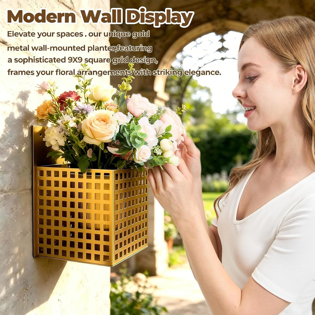 Self-Watering Wall Mount Planter – Gold Indoor Plant Holder Wall Hanging | Self-watering, less care. Antique gold