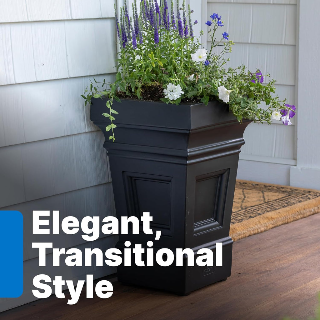 Step2 Atherton Square Planter, Large Planters for Outdoor Plants, Gardening and Flower Pot for Patio or Porch