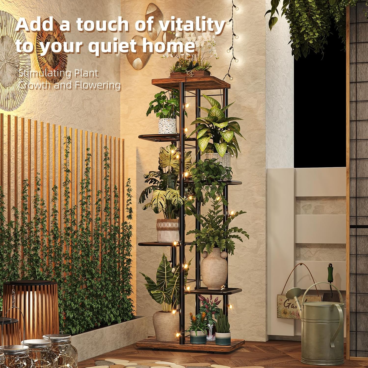 Simple Trending Plant Stand Indoor Outdoor, 6 Tier Plant Shelf, Tall Corner Flower Pot Holder, Metal Display Rack for