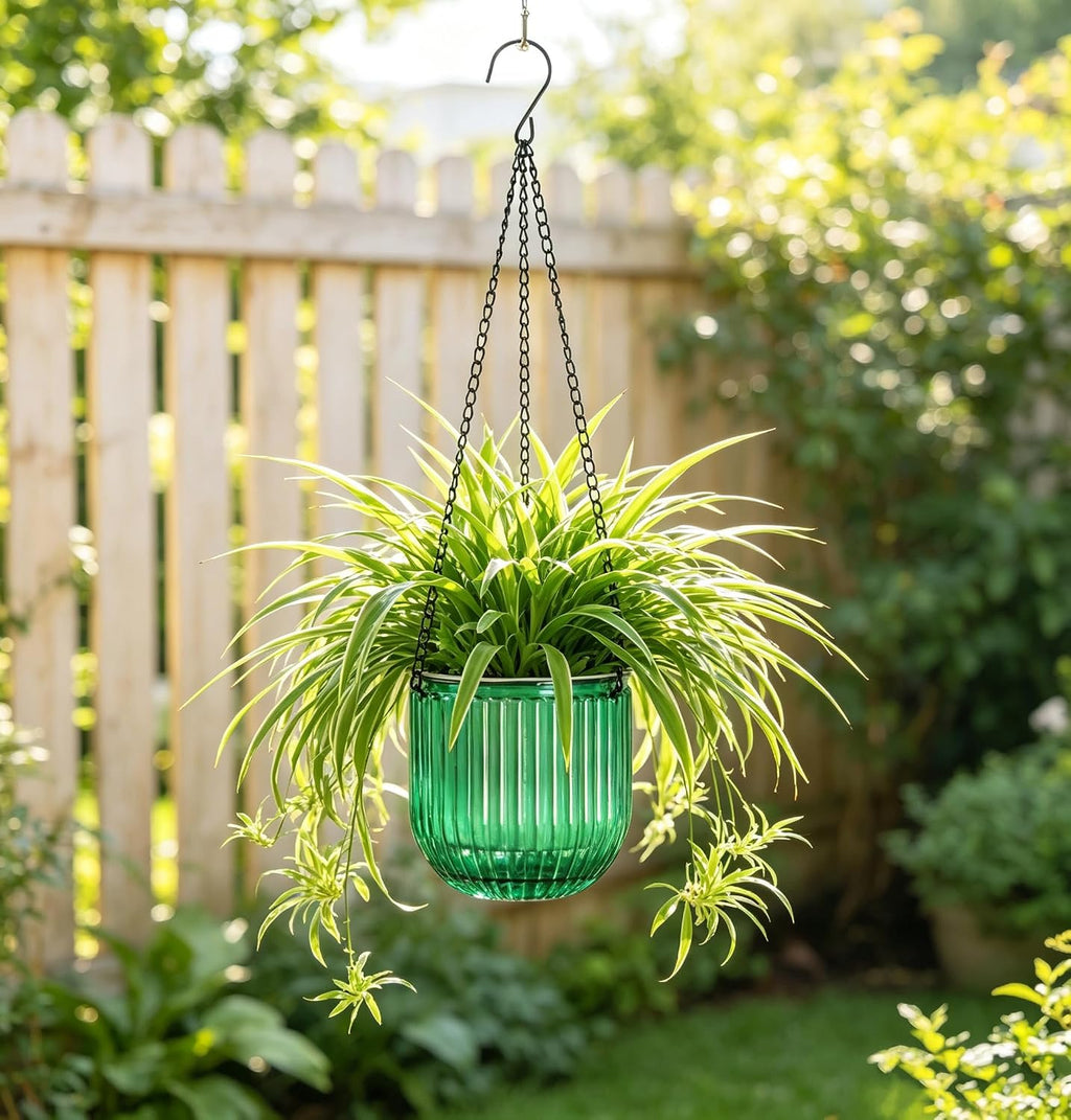 Melphoe Self Watering Hanging Planters Indoor Flower Pots, (6.5’’+6.5’’+5.3''+5.3'' 4Pack) - Outdoor Hanging Plant Pot
