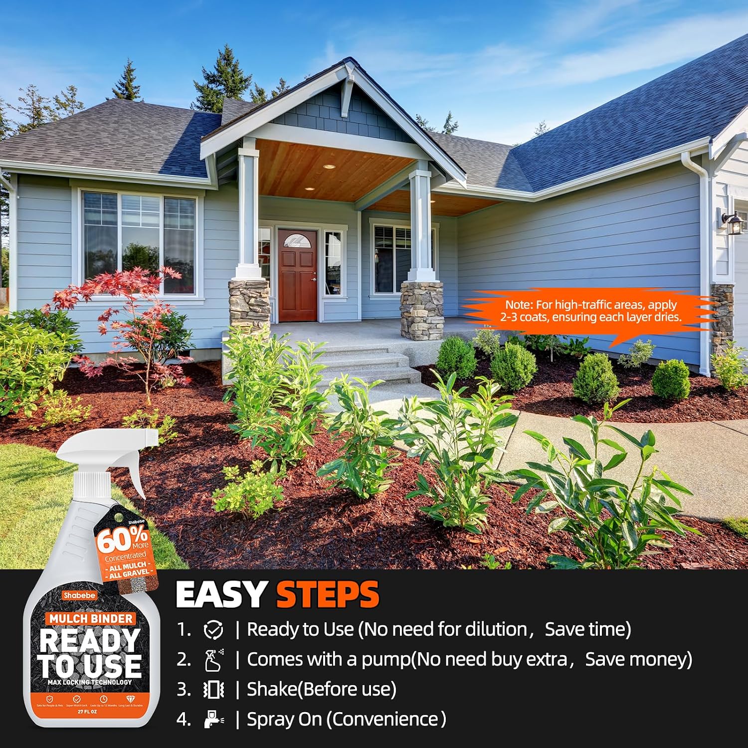 Mulch Binder with Sprayer -27OZ Ready to Use Rock Glue for Landscaping, Fast-Dry Landscape Rock Glue, Gravel