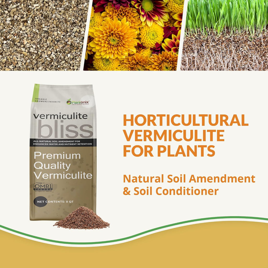 Vermiculite Bliss (4 Cubic Ft) - Organic Vermiculite for Gardening - Natural Soil Amendment - Bulk Vermiculite for