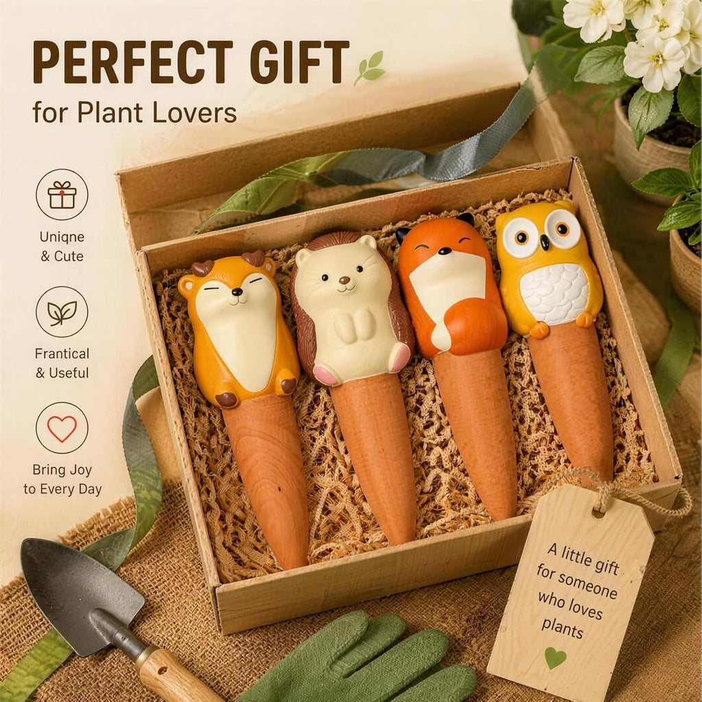 Terracotta Watering Spikes, Self Watering Globes Cute Animal Design Plant Waterers, Automatic Irrigation Stakes for
