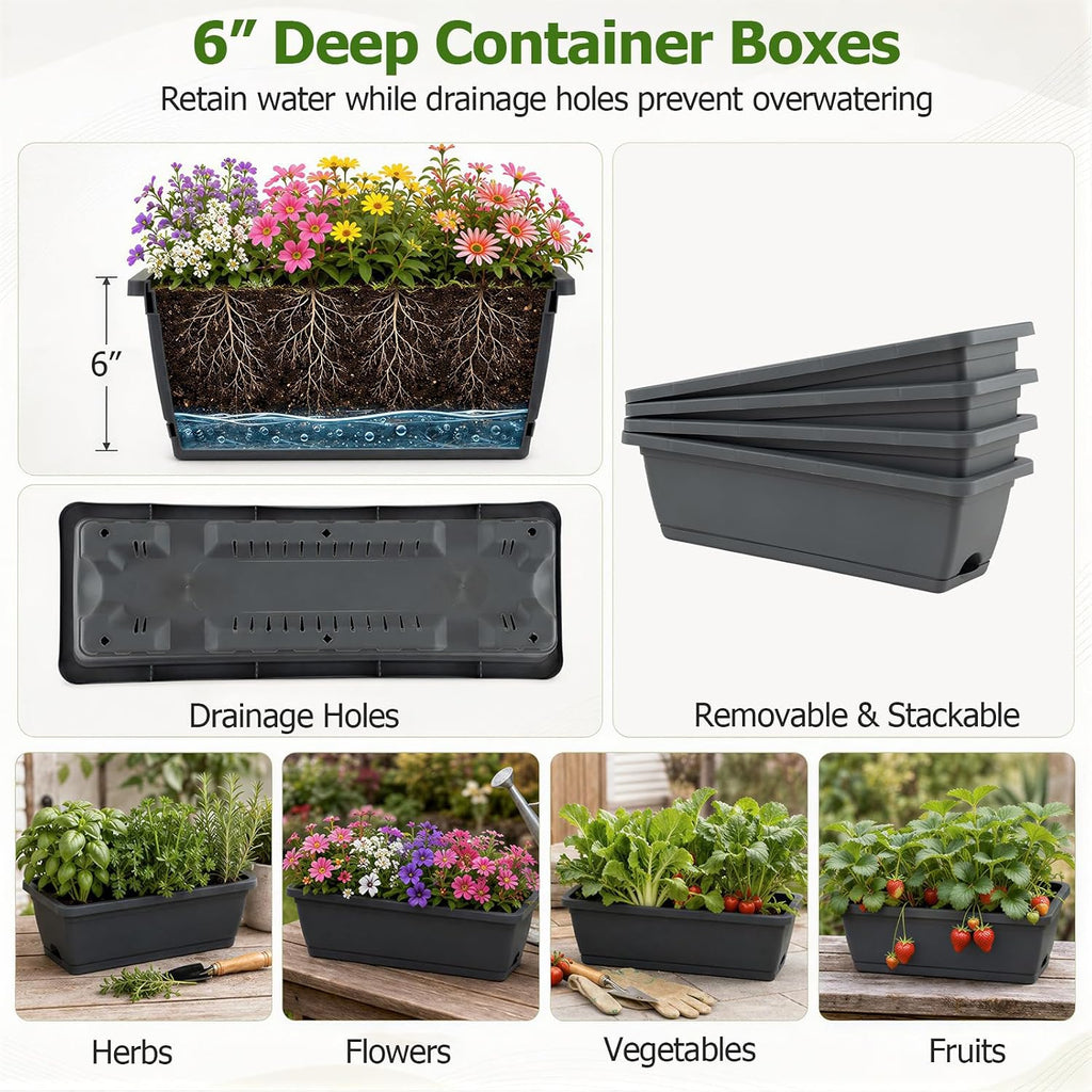 GIANTEX Vertical Raised Garden Bed, 4-Tier Vertical Garden Planters | 4 Container Boxes Drainage System Freestanding