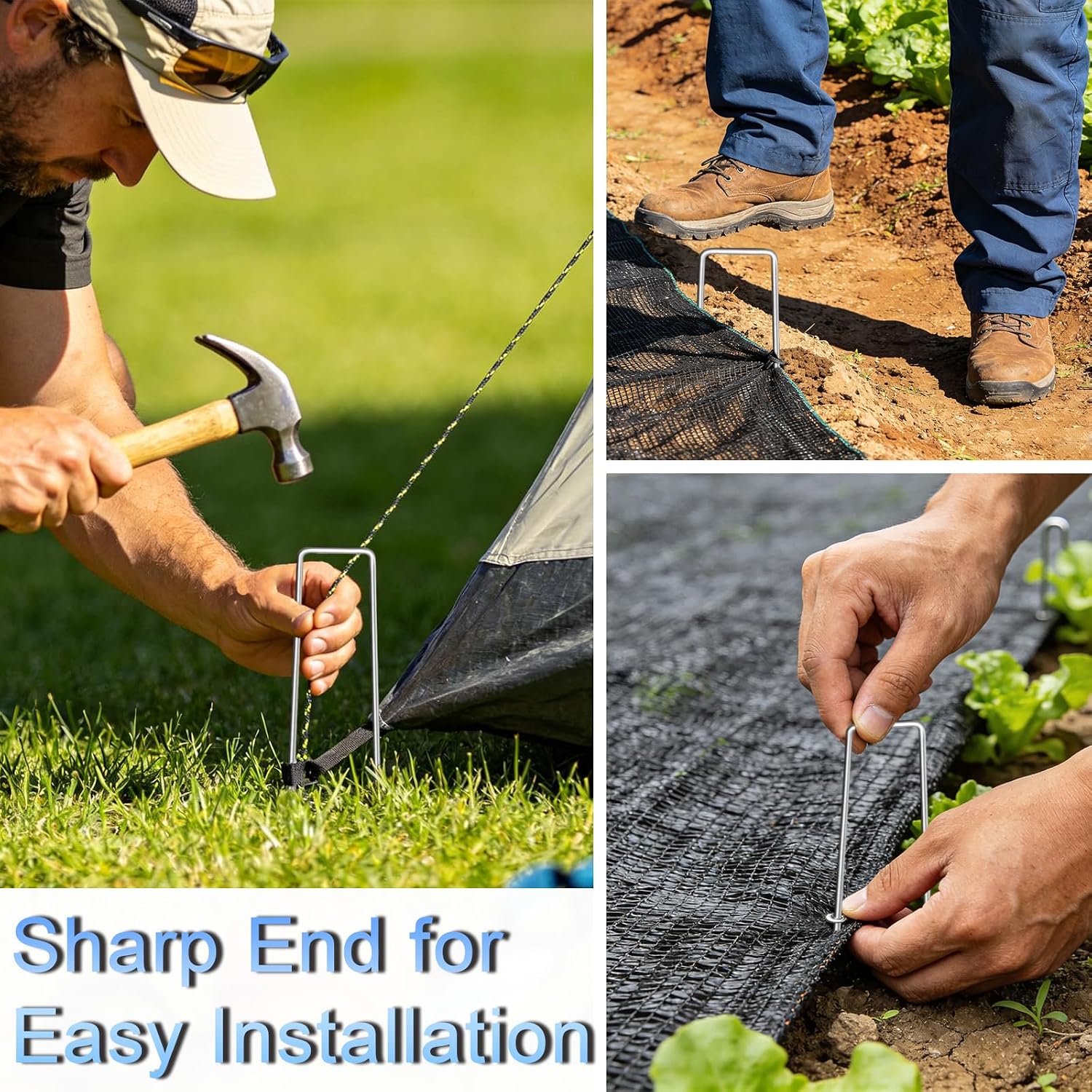 6 Inch 500 Pack U-Shaped Galvanized Garden Stakes, 11 Gauge Landscape Staples, Landscape Fabric pins,Ground Stakes,Yard