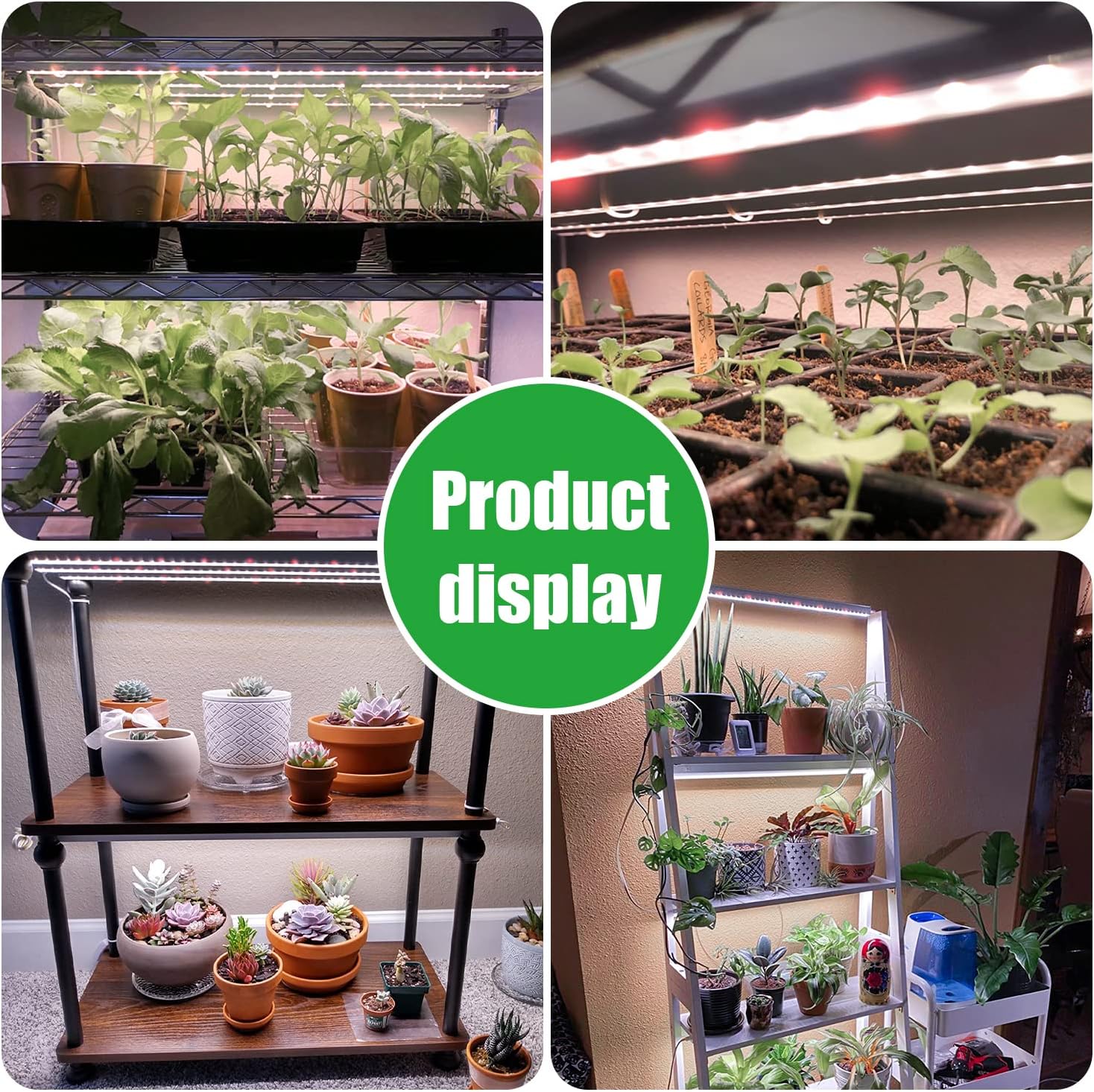 RWNTAO Grow Lights for Indoor Plants, 13" Grow Light Strips with Timer 3/9/12 H, 10 Dimmable Levels, 192 LEDs Full