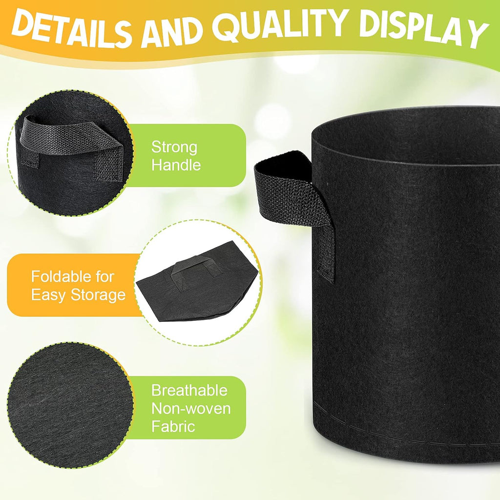 Nuanchu 36 Packs Grow Bags Bulk Aeration Fabric Pot with Handles Thickened Nonwoven Garden Bags to Healthy Root Growth