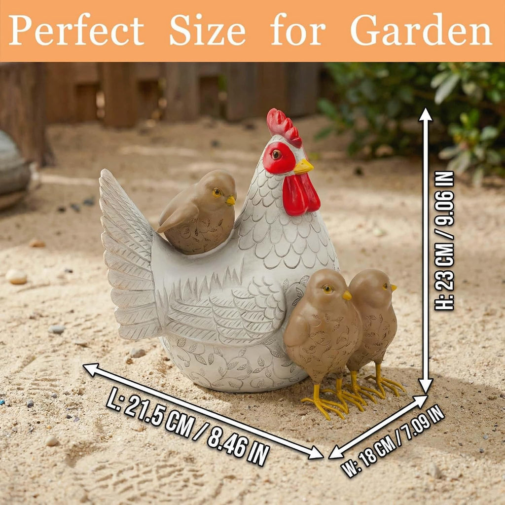 Resin Animal Decorations Gifts, Rustic Garden Statues, Farmhouse Chicken Decor, Hen on Nest, Chicken Statue & Figurine