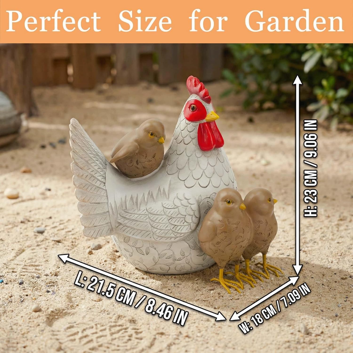 Resin Animal Decorations Gifts, Rustic Garden Statues, Farmhouse Chicken Decor, Hen on Nest, Chicken Statue & Figurine