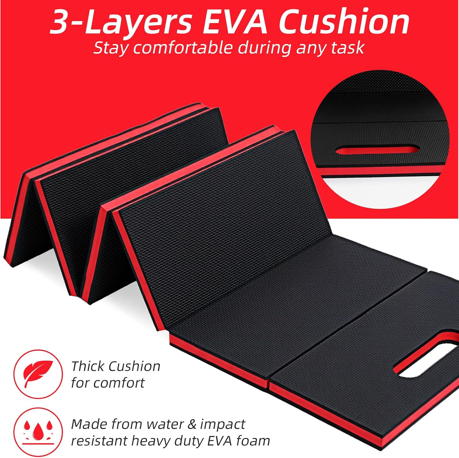 Kifmurase 1" Foldable Thick Kneeling Pad Comfortable EVA Foam Knee Pads | 5 Fold, Waterproof, Mechanic Kneeling Pad