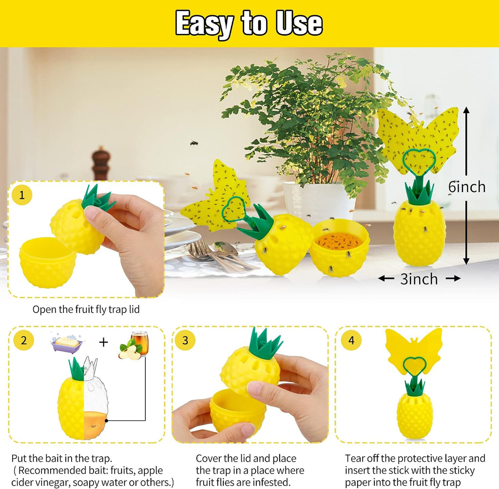 Fruit Fly Trap for Indoors, Effective Fruit Fly Catcher Gnat Killer | with Sticker, Gnat Traps for House Indoor with