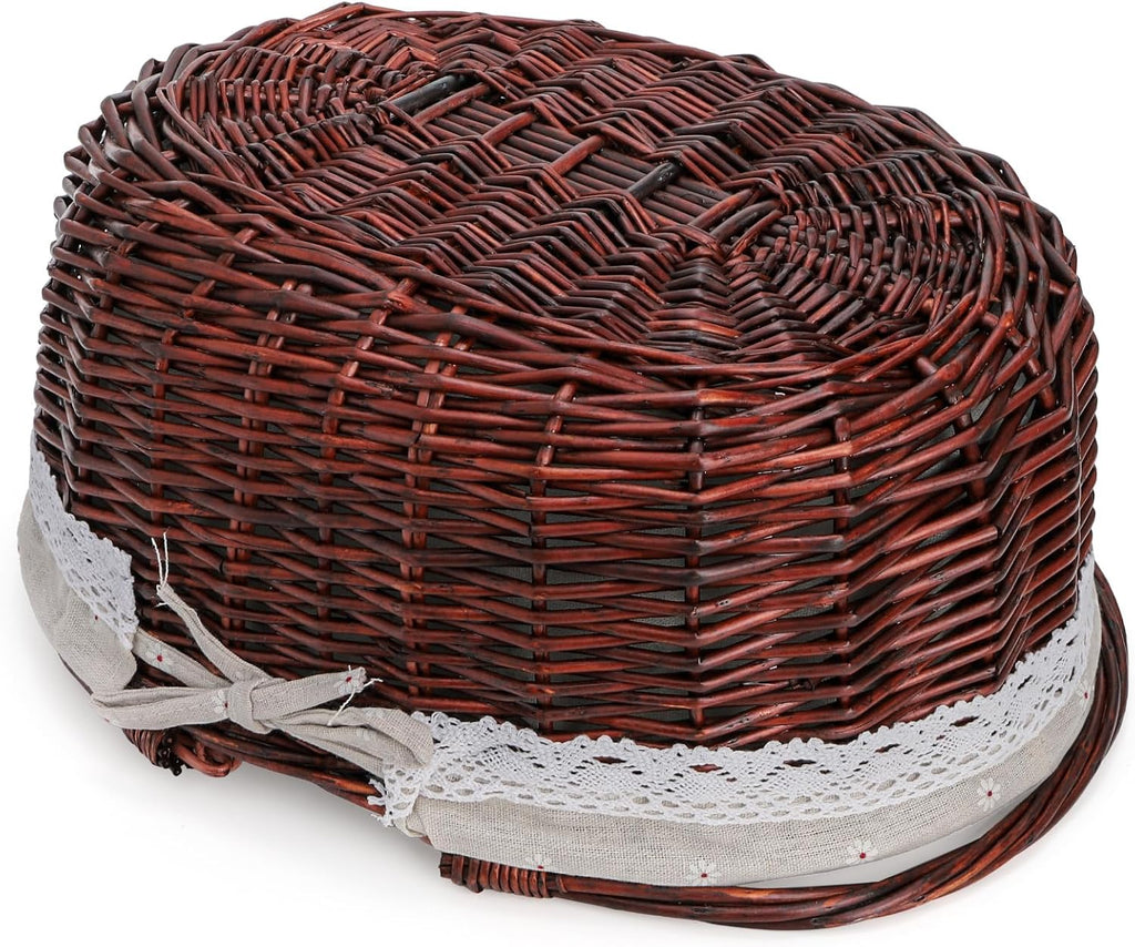 Dicunoy Wicker Picnic Basket with Handle, Large Empty Gift Basket to fill, Open Top Market Harvest Baskets for Garden