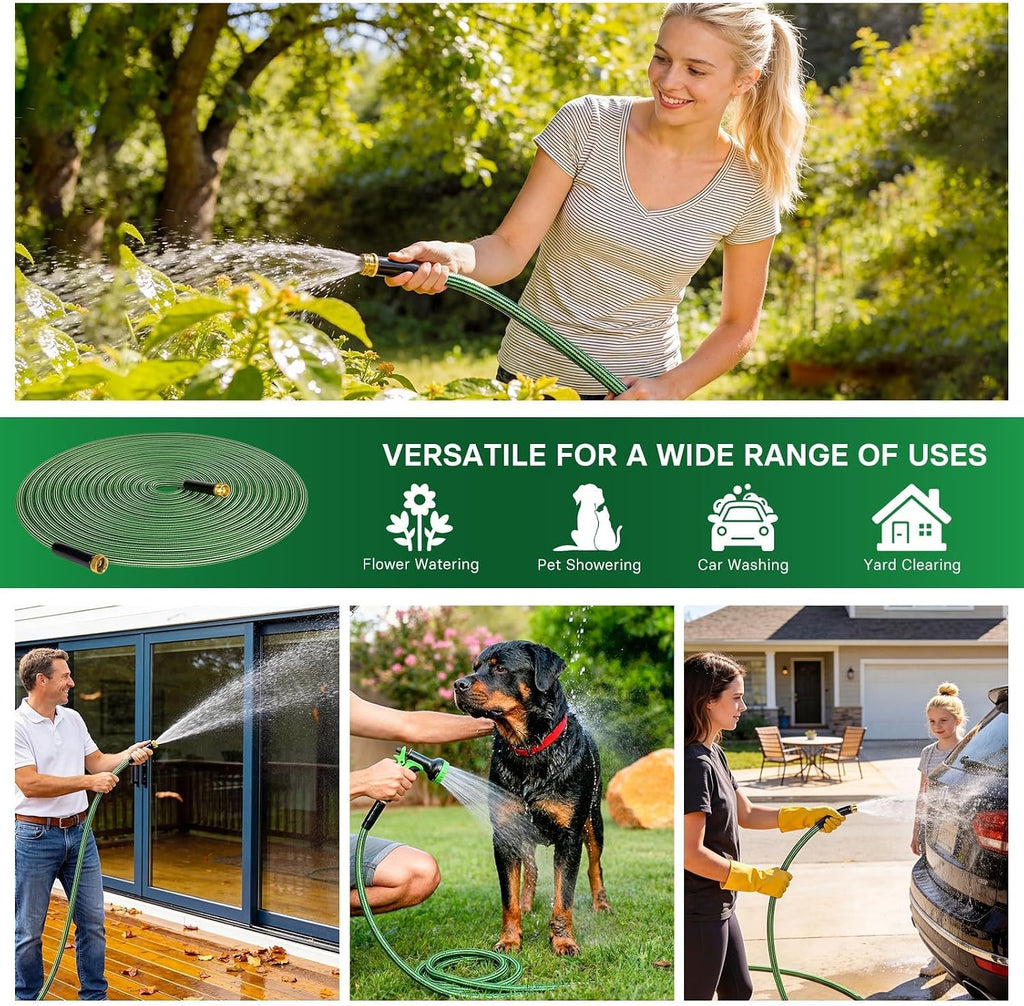 Garden Hose 75 ft Flexible Non-Expandable Water Hose Kink-Free Ultra Lightweight Leak-Proof Durable Portable