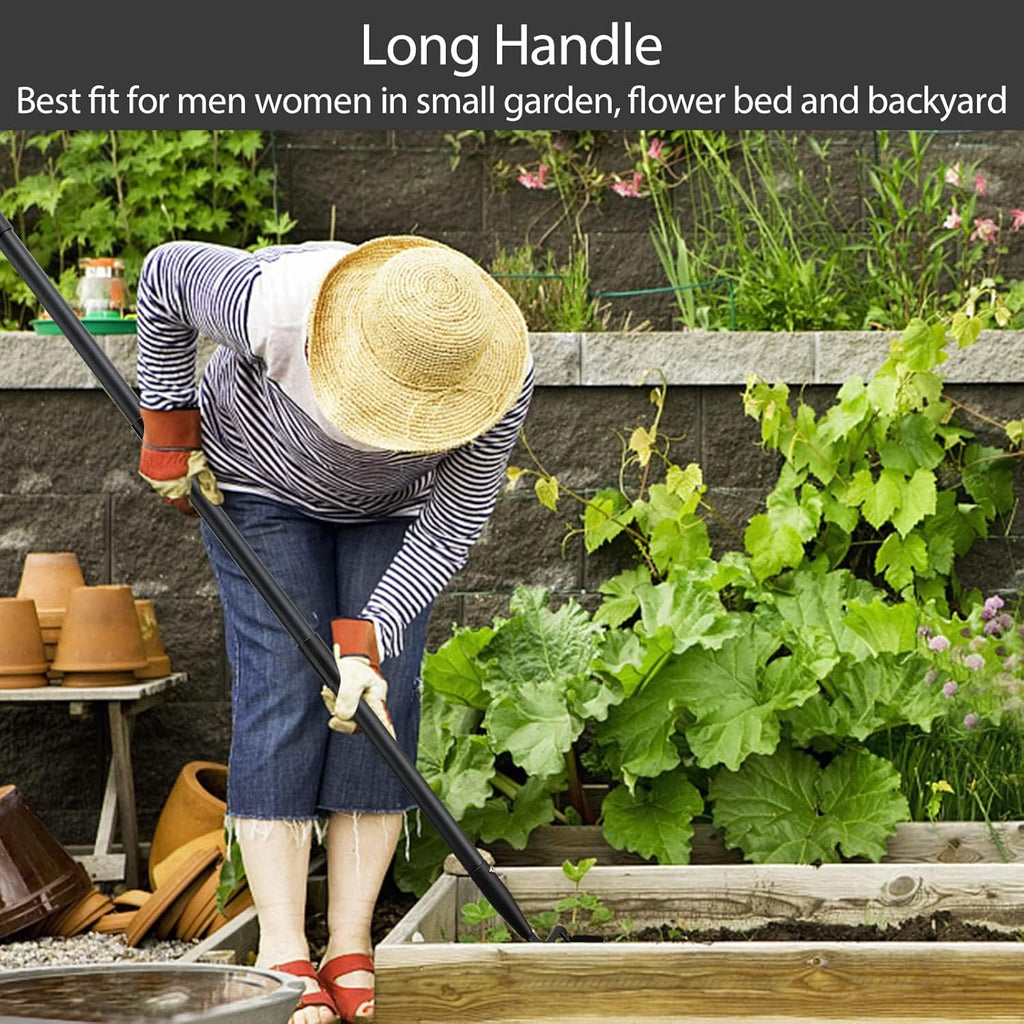 Stirrup Hoe Garden Tool & Cultivator Rake, 2-in-1 Heavy Duty Metal Hand Scuffle Garden Hoe for Weeding Vegetable Beds