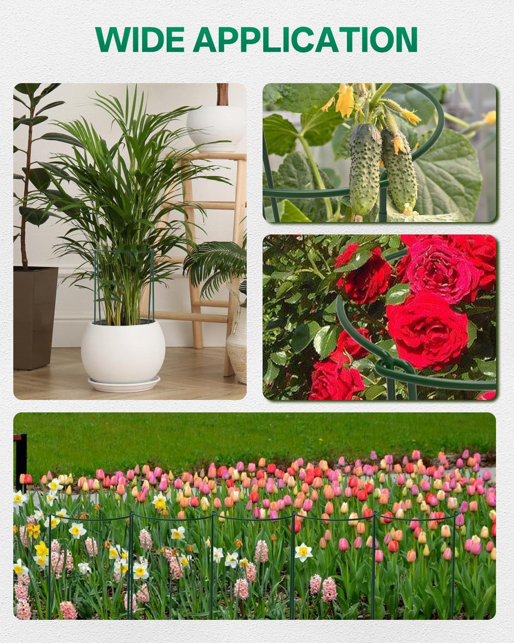 8 Pack 32 in Plant Support Stakes, Peony Cages and Supports with 15 Lables | Rust-proof Metal Plant Stakes, Adjustable