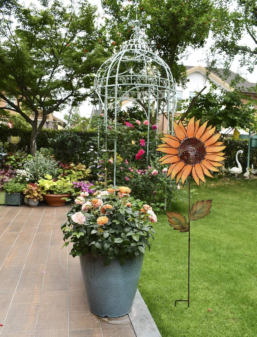 Sunflower Garden Stakes Decor Outdoor Spring Metal Flower Yard Signs Stake | Sunflowers Lawn Ornament Yard Art Garden