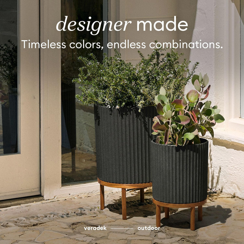 Veradek Demi Series Raised Planter - Round Planter with Stand | Made From a Durable Plastic-Stone Composite & Comes