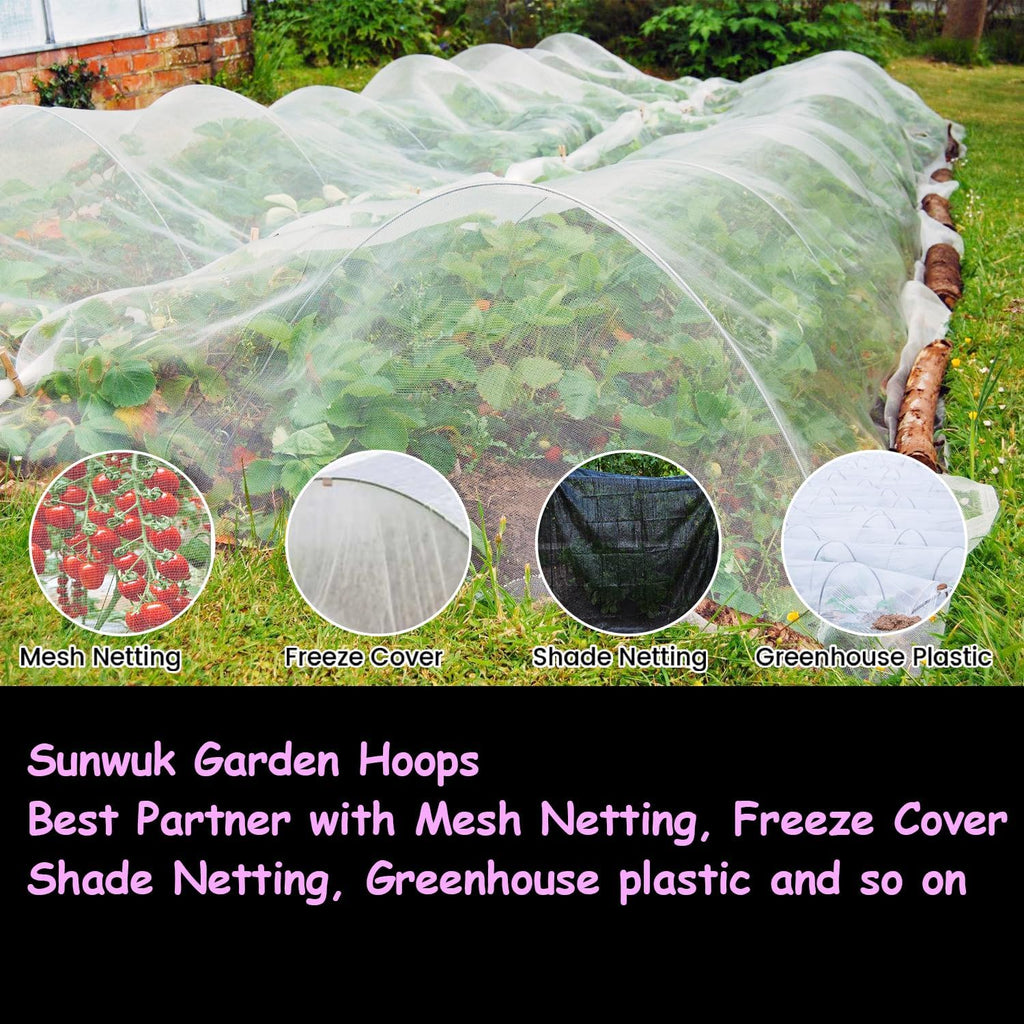 Garden Hoops 20pcs, Sunwuk Greenhouse Hoops for 1-3.5ft Wide Raised Bed, 5 Sets of 5.6ft Long Super Bendable Fiberglass
