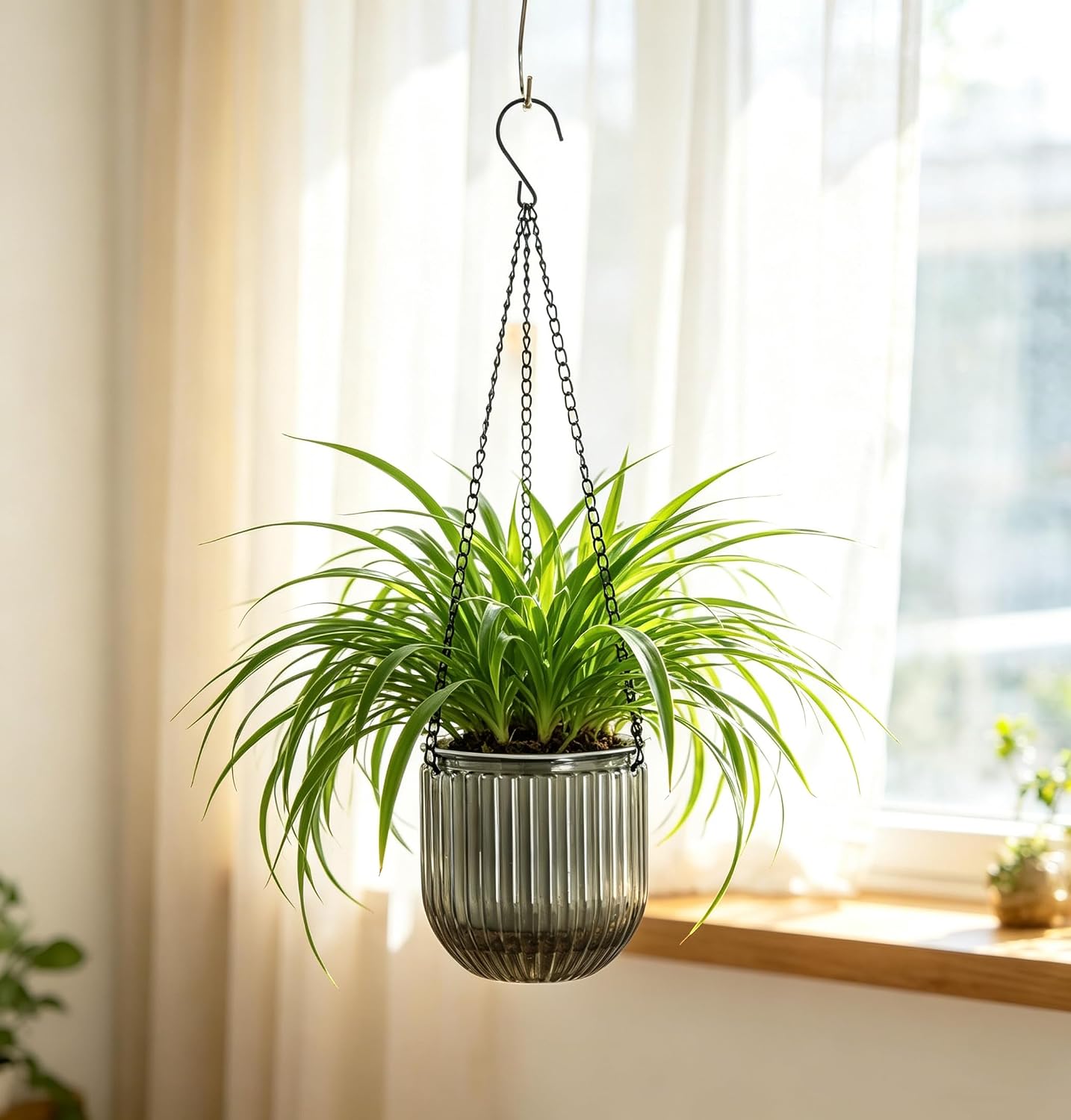Melphoe Self Watering Hanging Planters Indoor Flower Pots, (6.5’’+6.5’’+5.3''+5.3'' 4Pack) - Outdoor Hanging Plant Pot