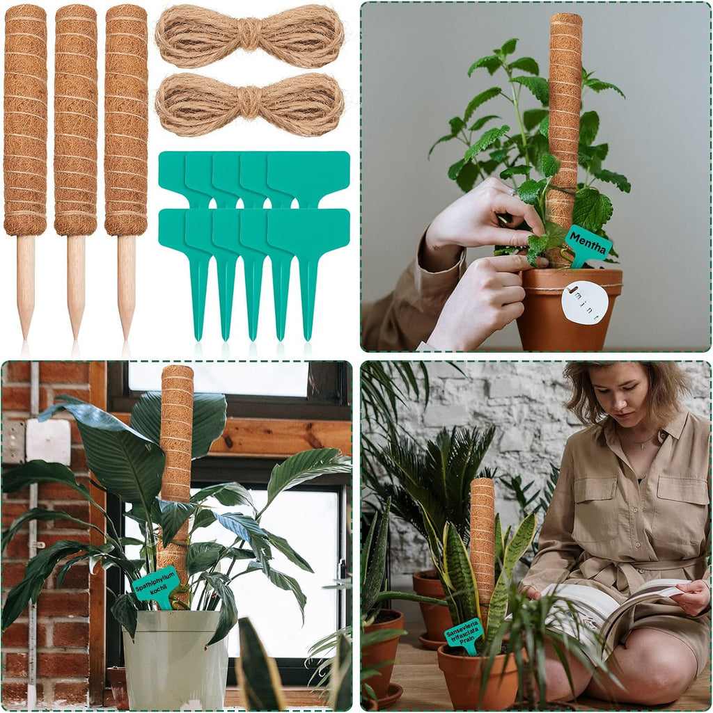 10 Pack Moss Pole, 112 Inch Coir Moss Pole for Plants Monstera, Plant Pole for Climbing Indoor Plants Potted Plants