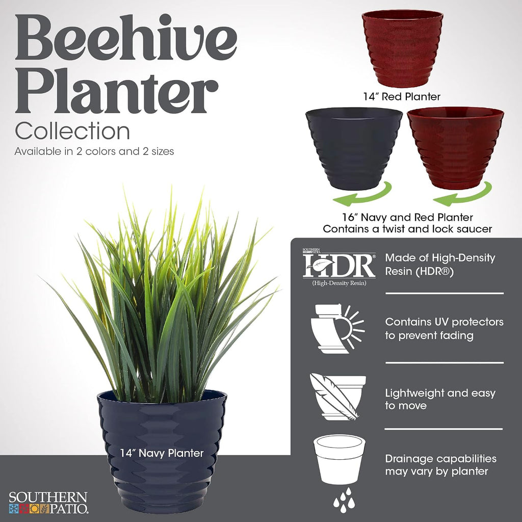 Southern Patio 14" Beehive Resin Indoor Pot Planter, 19.03 qt. Capacity