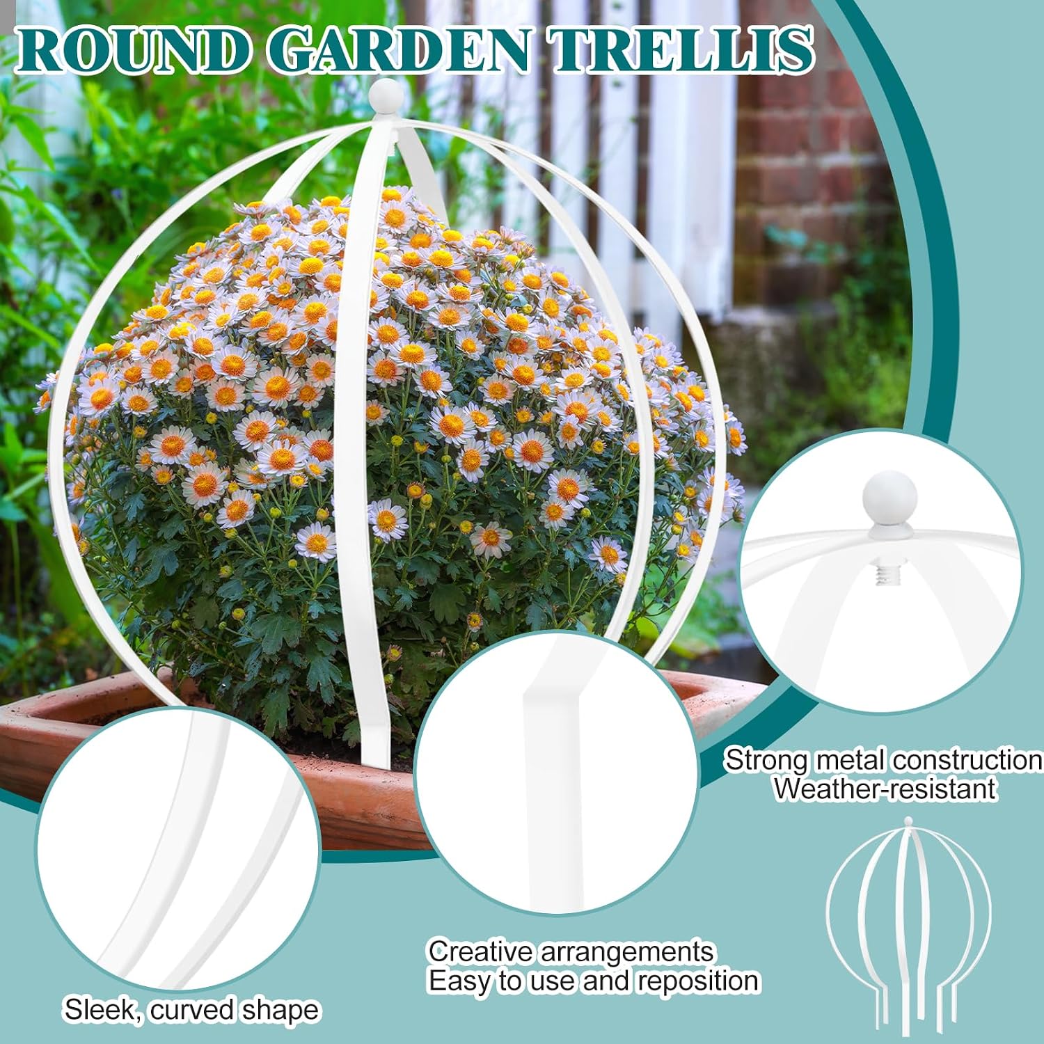 2 Pcs Large Metal Trellis Obelisks Sturdy Round Circle Trellis for Climbing Plant Support Indoor Outdoor Potted Vines