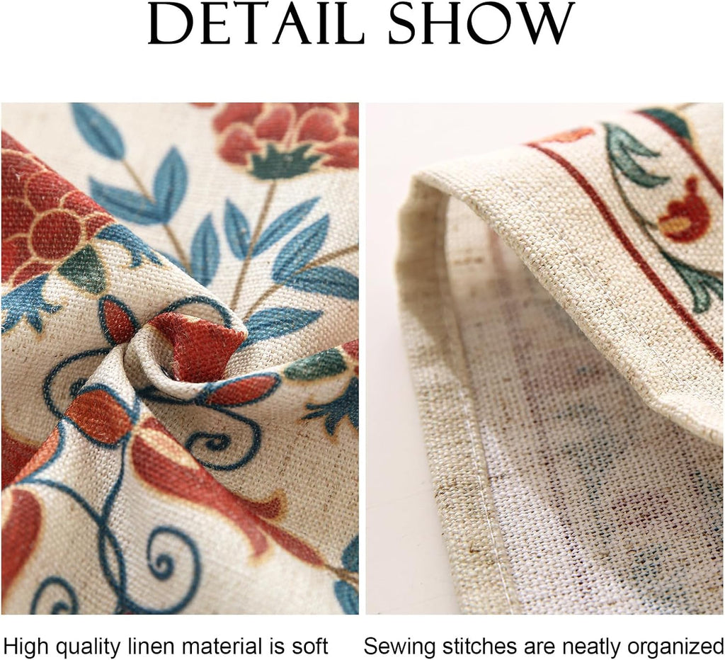 patdrea Blue Floral Linen Apron with Pocket,French Kitchen Garden Chef BBQ Aprons for Women and Men,Crisscross Back